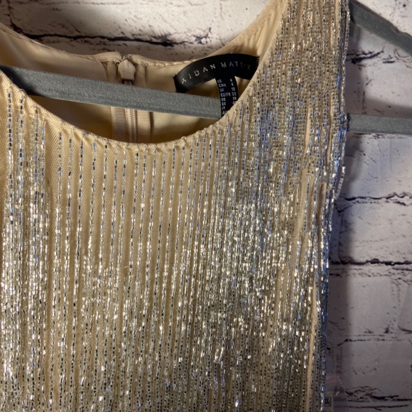 NWT Aidan Mattox Seed Bead Gold/Silver Fringe Dress, SZ 6, Fearless Era Inspired - Picture 11 of 15